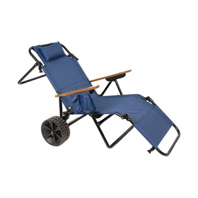 Beach Cart Chairs with Wheels 2 in 1 Foldable Beach Lounge Chair with Integrated Wagon Pull Cart Perfect for Backyard Pool or Picnic W2604P172818