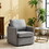 Swivel Accent Chair, Comfy single Sofa chair with storage, Modern arm chair for Living Room, Fabric Swivel Armchair with Metal Base (Gary) W2606P187687