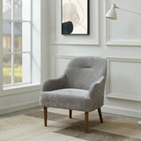 Chenille Armchair, Modern Style Accent Chair with Wood Legs, Comfy Design for Living Room, Bedroom, Office, Gray P-W2610P181690