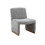 Comfy Accent Chair, Upholstered Slipper Chair, Armless Chair with Wood Legs and Soft Fabric for Living Room, Bedroom, Grey W2610P181721