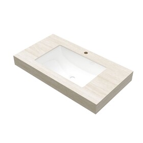 36" Roma Travertine-Pattern Sintered Stone Countertop and Undermount Ceramic Basin, NO Cabinet, NO Faucet and Drain, Suitable for Vanity TILLEY, YOLAN, FRIGGA, NYAHetc. W2615P330760