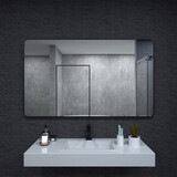 60 in. W x 36 in. H Rectangular Framed Wall Bathroom Vanity Mirror in Matte Black W2619P186979