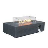 52 inch Outdoor Concrete Propane gas rectangle Fire Pit table in Dark Gray color W2620P182374