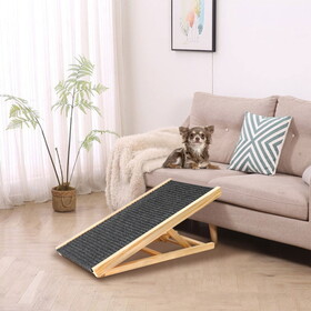 Dog Ramp for Bed, Extra Wide Excellent Traction, Pet Ramp for Small Large Dogs to Get on Couch Car, Non-Slip Rubber Surface, 17" Wide Hold up to 200lb, Adjustable, Foldable W2641P197778