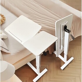 Overbed Bedside Desk Mobile Rolling Laptop Stand Tilting Overbed Table with Wheels Height Adjustable Tray Table for Laptop Bed Sofa Side Table,Bedside Table(WHITE),Gift for Mother's day