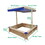 Children's Wooden Sandbox with Adjustable Canopy, Sandpit with Covers Kids Wood Playset Outdoor Backyard - Upgrade Retractable, 45.3"L x 45.3"W x 46.5"H, Natural W2644P170128