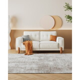 Couches for Living Room, Modern Teddy Fabric Upholstered Sofa Tufted Couch with Square Arm and 4 Solid Wood Legs 2 Pillows Decor for Living Room, Office, Apartment W2656P171901