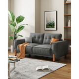 Couches for Living Room,Modern Fabric Upholstered Sofa Tufted Couch with Square Arm and 4 Solid Wood Legs 2 Pillows Decor for Living Room, Office, Apartment W2656P171997