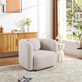 C3-2507, Accent Square Sofa Chair, Boucle Fabric Upholstered Single Cloud Couch Chair, Japandi Style Armchair for Living Room, 1 Seater Sofa