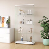 Two-door Glass Display Cabinet 4 Shelves with Door, Floor Standing Curio Bookshelf for Living Room Bedroom Office, 64.7