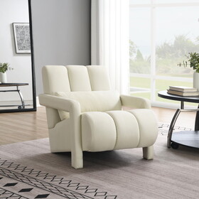 Modern Upholstered accent chair, Comfortable Linen Fabric with a pillow for Living room,bedroom. Linen, Beige W2671P192565