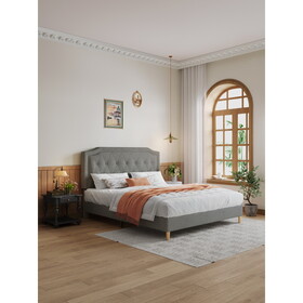 Queen Size, Cotton Linen Fabric, Mesh Mounted Bed, Stable, Easy to assemble, Dark Grey W2672P188023