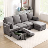 Modern U shape Modular Sofa, 6 Seat Chenile sectional Couch Set with 2 pilows lncluded, freely CombinableIndoor Funiture for Living Room,Apartment, Office, 3 Colors W2674S00007