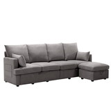 Modern L shape Modular Sofa, 5 Seat Chenile sectional Couch Set with 2 pilows lncluded, freely CombinableIndoor Funiture for Living Room,Apartment, Office, 3 Colors W2674S00008