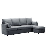 Modern L shape Modular Sofa, 5 Seat Chenile sectional Couch Set with 2 pilows lncluded, freely CombinableIndoor Funiture for Living Room,Apartment, Office, 3 Colors W2674S00011