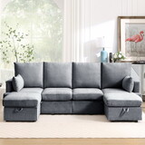 Modern U shape Modular Sofa, 6 Seat Chenile sectional Couch Set with 2 pilows lncluded, freely CombinableIndoor Funiture for Living Room,Apartment, Office, 3 Colors W2674S00012