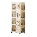 4-Tier Rolling Storage bookcase with Wheels, Large Capacity Storage bins, Mobile Multifunction Utility Rolling Storage Organizer,Mobile Shelvi, living room, office W2699P184783