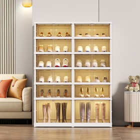 Shoe Storage Cabinet 6 Tiers for 24 Pairs, Portable Shoe Rack Organizer for Entryway Foldable Shoe Boexe, Large Storage Bins for Closet,Living Room W2699P184785