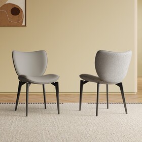Dining Chairs Set of 2, Modern Design Home Chairs, PU Leather Metal Dining Chairs for Kitchen Dining Room-Gray W2700P304811
