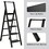 5-step ladder folding step stool, 5-step ladder with anti slip wide pedals, lightweight and easy to carry handle folding ladder, multi-purpose steel ladder, suitable for home and office use