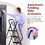 Four step ladder, lightweight folding four step stool, wide anti slip pedal and safety handle, sturdy steel ladder, multi-purpose step ladder, suitable for home, kitchen, and office elevators