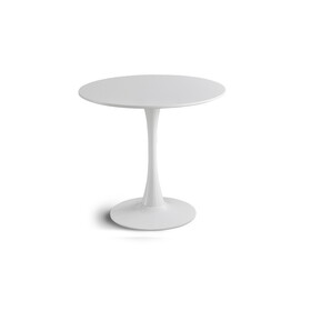 Round White Dining table Modern kitchen table 31.5-inch tulip design with pedestal, medieval casual table seating 2 to 4 people W2720P204019