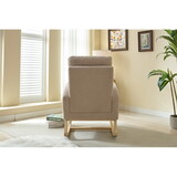 Modern Accent Rocking Chair with Solid Wood Legs, adjustable Footrest,Comfy Armchair with Side Pocket, Living Room Lounge Arm Chair with High Backrest