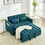 modern velvet loveseat sofa couch pull out bed,3 in one convertible for living room sofa bed,blue W2727P188370