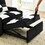 modern velvet armchair sofa couch pull out bed,3 in one convertible for living room sofa bed,black white W2727P188589