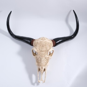 Bone-Inspired Bull Head Hanging Ornament-Resin Craft,Lifelike Details,North American Style W2734P228324
