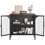 Metal Sideboard Cabinet,Accent Storage Cabinet with 2 Glass doors,Modern Coffee Bar Cabinet with Adjustable Shelves 200 lbs Capacity for Kitchen, Living Room and Hallway, Black W2735P186325