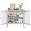 Metal Sideboard Cabinet,Accent Storage Cabinet with 2 Glass doors,Modern Coffee Bar Cabinet with Adjustable Shelves 200 lbs Capacity for Kitchen, Living Room and Hallway, White W2735P186326