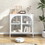 Metal Sideboard Cabinet,Accent Storage Cabinet with 2 Glass doors,Modern Coffee Bar Cabinet with Adjustable Shelves 200 lbs Capacity for Kitchen, Living Room and Hallway, White W2735P186326