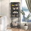 Metal Glass Door Display Storage Cabinet - 5-Tier Cube Bookshelf Storage Cabinet with 3 Adjustable Shelves for kitchen, dining room, living room, bathroom, home office,Black W2735P186327