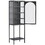 Metal Glass Door Display Storage Cabinet - 5-Tier Cube Bookshelf Storage Cabinet with 3 Adjustable Shelves for kitchen, dining room, living room, bathroom, home office,Black W2735P186327