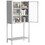 59"H Metal Storage Cabinet, Display Storage Cabinet with Glass Doors and 2 adjustable Shelves, Tall Bookcase Modern Bookshelf Cabinet for Home Office, Living Room, Pantry W2735P186331