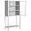 59"H Metal Storage Cabinet, Display Storage Cabinet with Glass Doors and 2 adjustable Shelves, Tall Bookcase Modern Bookshelf Cabinet for Home Office, Living Room, Pantry W2735P186331