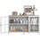 Modern Sideboard Buffet Cabinet with Storage Premium Steel Storage Cabinet,Adjustable Feet,Glass Doors,Large Capacity Organizer W2735P186333