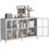 Modern Sideboard Buffet Cabinet with Storage Premium Steel Storage Cabinet,Adjustable Feet,Glass Doors,Large Capacity Organizer W2735P186333