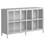 Modern Sideboard Buffet Cabinet with Storage Premium Steel Storage Cabinet,Adjustable Feet,Glass Doors,Large Capacity Organizer W2735P186333