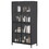 Premium Black Metal Storage Cabinet with Tempered Glass Doors, Adjustable Shelves, Anti-Tipping Device, Magnetic Silent Closure, and Adjustable Feet for Home and Office Use W2735P186334