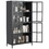 Premium Black Metal Storage Cabinet with Tempered Glass Doors, Adjustable Shelves, Anti-Tipping Device, Magnetic Silent Closure, and Adjustable Feet for Home and Office Use W2735P186334