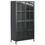 Premium Black Metal Storage Cabinet with Tempered Glass Doors, Adjustable Shelves, Anti-Tipping Device, Magnetic Silent Closure, and Adjustable Feet for Home and Office Use W2735P186334