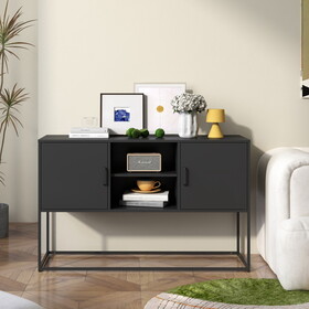 Contemporary sideboard buffet with ample storage space - Adjustable feet, anti-tilt device, elegant handle, silent magnetic closure and eco-friendly finish for kitchen, dining and living room.