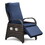 Outdoor Recliner Chair,Separate Adjustment Mechanism PE Wicker Adjustable Reclining Lounge Chair and Removable Soft Cushion,Modern Armchair and Ergonomic for Home, Sunbathing or Relaxation (Navy Blue)