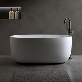 47" Independent solid surface resin stone bathtub, a modern designed independent bathtub with pop-up drainage and overflow pipes, suitable for small households W2753P191219