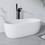 51" Freestanding Bathtub Resin Stone Soaking Bathtub Solid Surface Modern Tubs with Overflow and Pop-up Drain in White W2753P191225