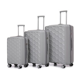 HIFINE TOURIST PP Luggage Sets 3 Piece(20/24/28), Expandable Carry on Luggage with TSA Lock Airline Approved, PP materials Hard Shell and Lightweight Suitcase with Spinner Wheels (Gray)