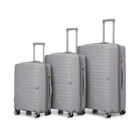 HIFINE TOURIST PP Luggage Sets 3 Piece(20/24/28), Expandable Carry on Luggage with TSA Lock Airline Approved, PP materials Hard Shell and Lightweight Suitcase with Spinner Wheels (Gray)