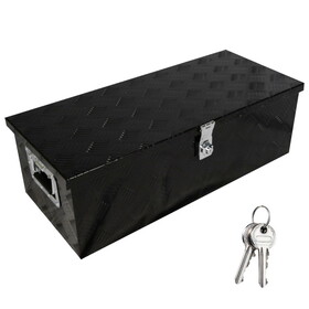 30 inch Tool Box Underbody Flatbox Truck Car Outdoor Trailer Pickup,RV Storage Organizer,Underbed Tools Chest Box w/Side Handle and Lock Keys,Black Aluminum 5 Bar Tread(30.1"x12.8"x9.7")